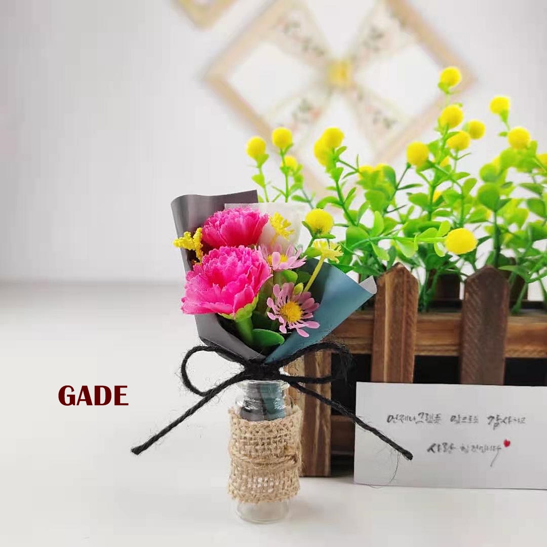 가더GADE 6J 납골당꾸미기 납골당꽃장식 유리화병 미니꽃다발 카네이션 조화 꽃 - 상품 이미지