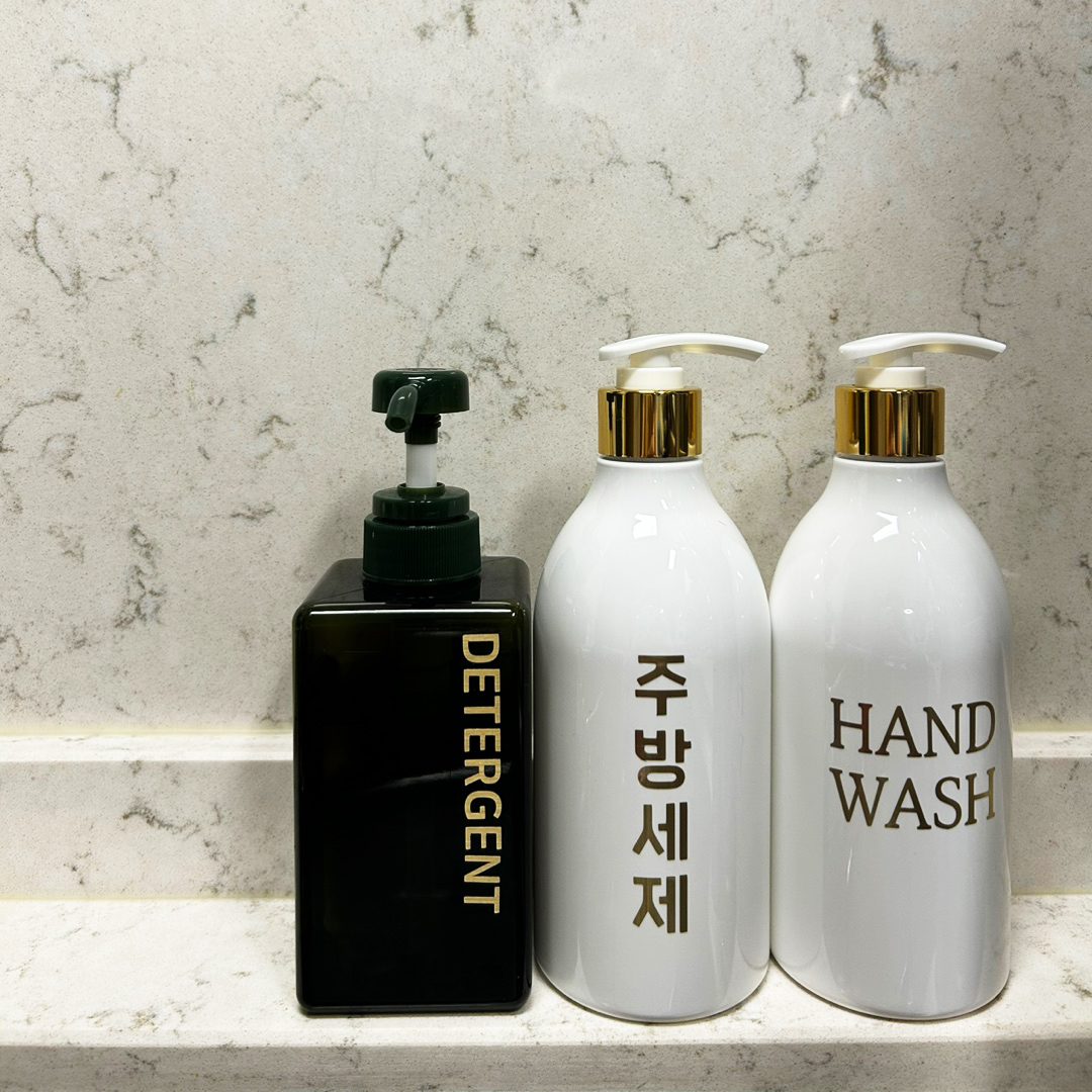 욕실디스펜서 샴푸통 바디샤워통 린스통 화이트 골드 500ml 1000ml - 상세 이미지 5