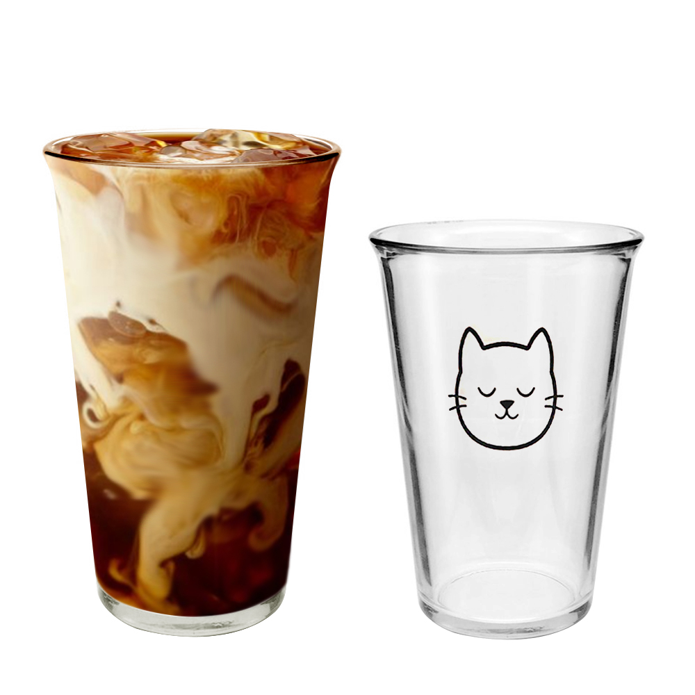 강화유리컵 텀블러 고양이 하이볼 아메리카노 맥주잔 내열유리 에이드 아이스커피잔 : Barmade