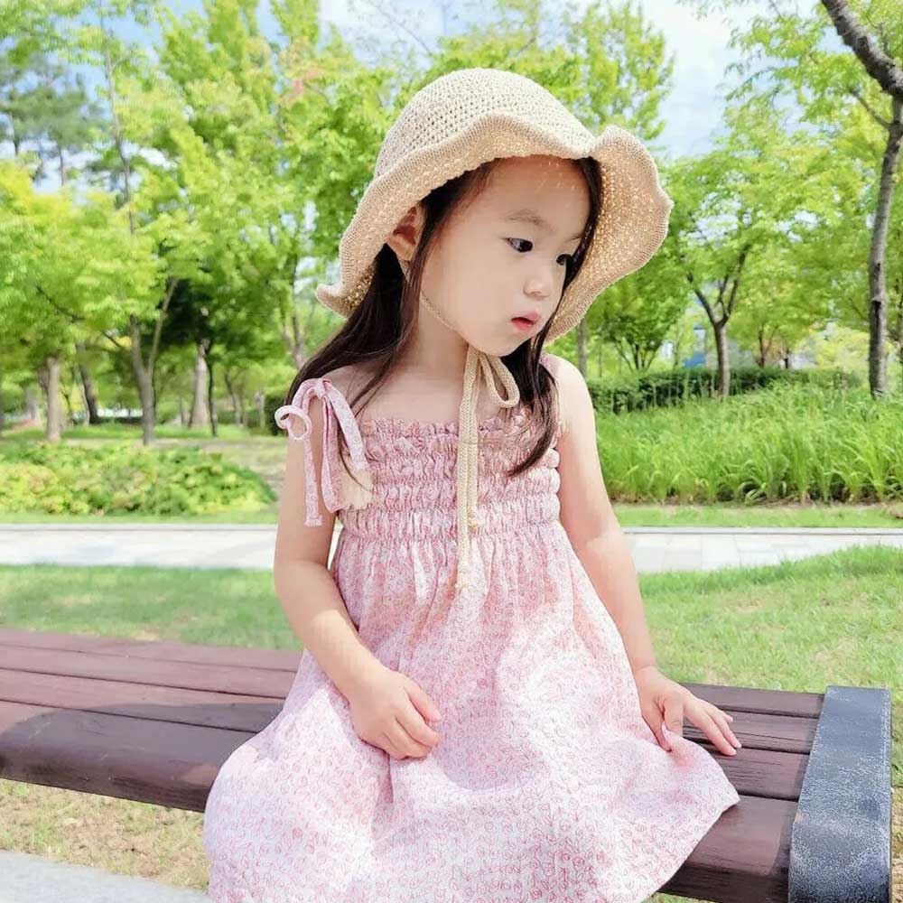 유아 아기 모자 자수 이니셜 썬햇 여아 남아 여름 아동 챙 밀집 물놀이 - 상세 이미지 4