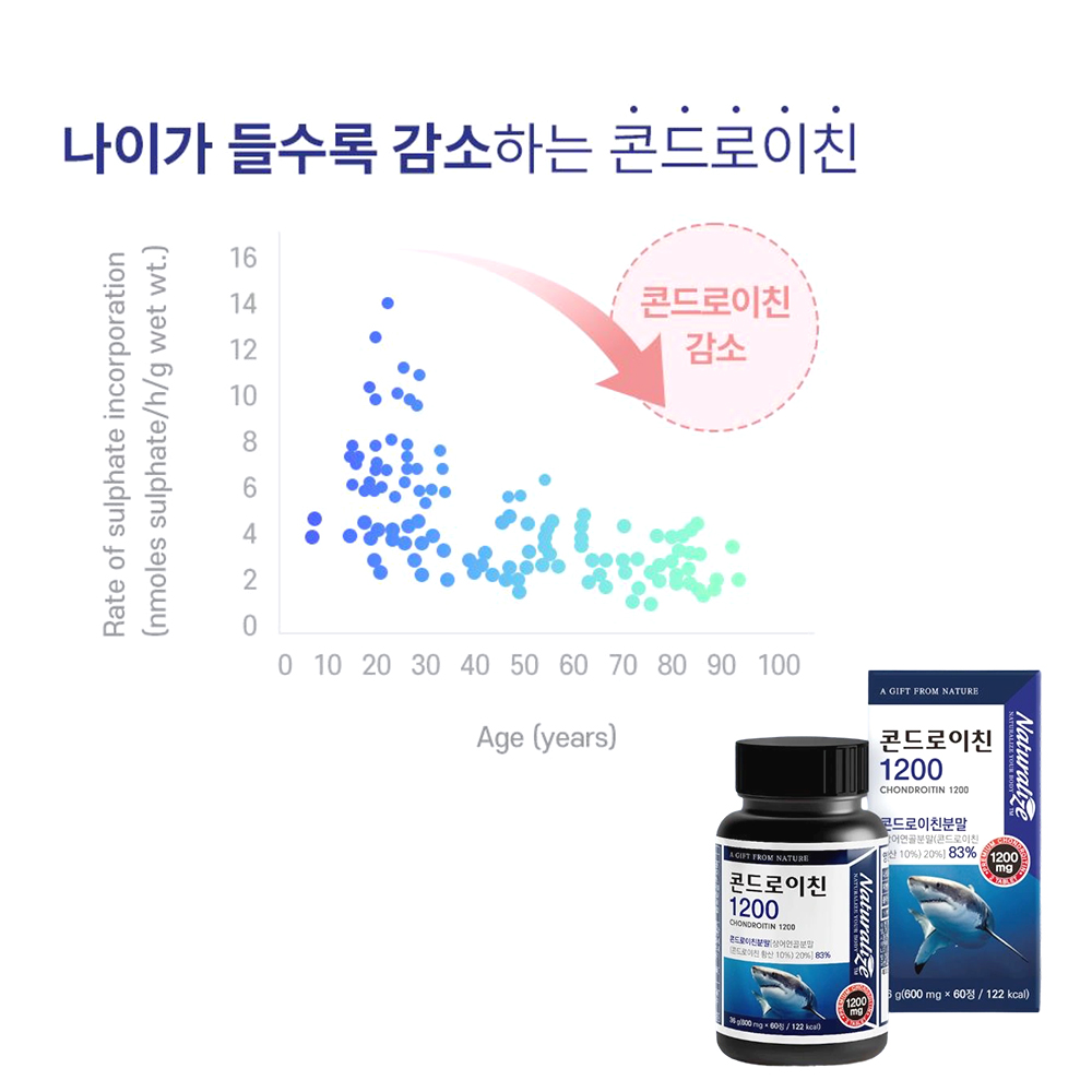 고함량 고순도 콘드로이친 60정 상어연골분말 어골칼슘 1개월분 이미지 2