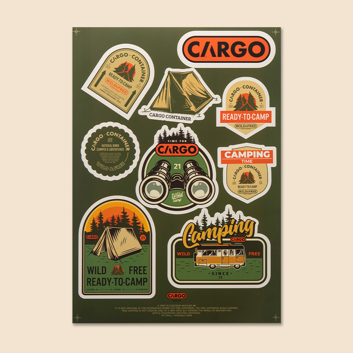 카고컨테이너 캠핑 스티커 방수 코팅 리무버블 워터저그 감성 낚시 노트북 꾸미기 다꾸 A