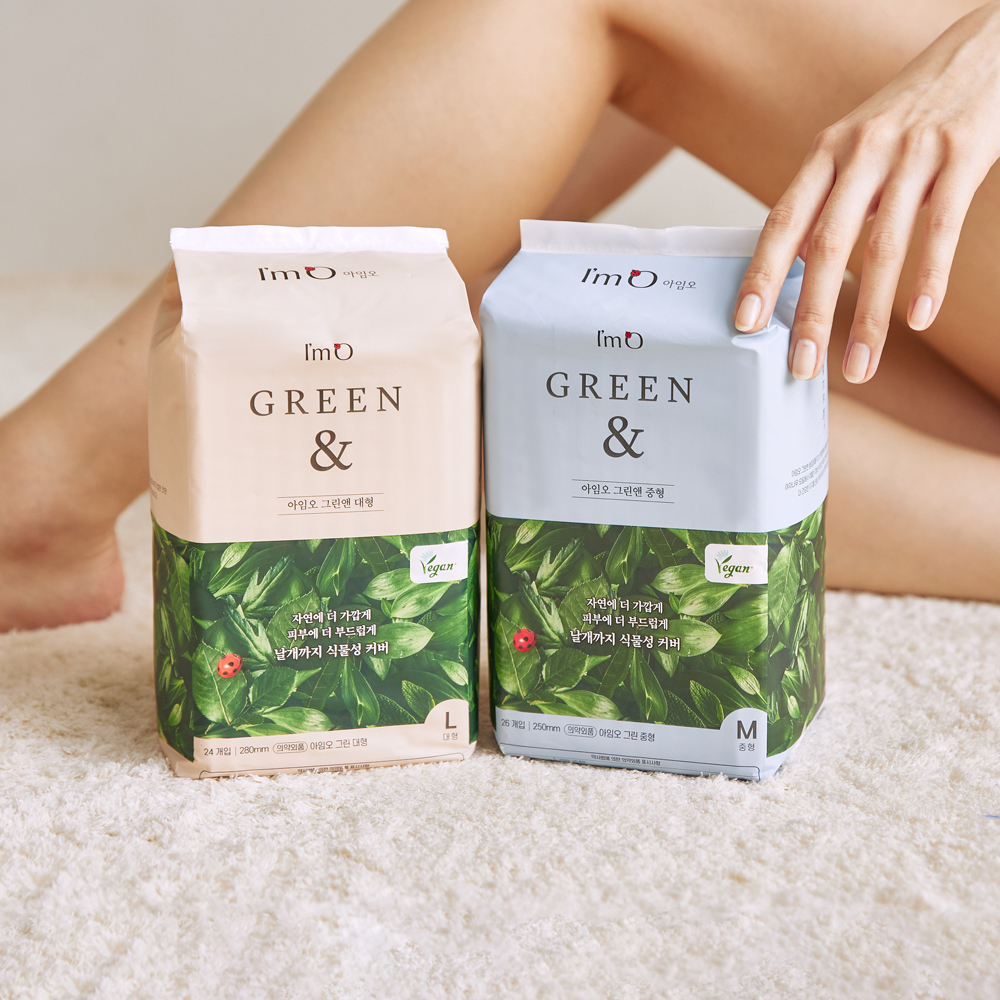 아임오 그린앤 중형 대형 비건 생리대 12팩