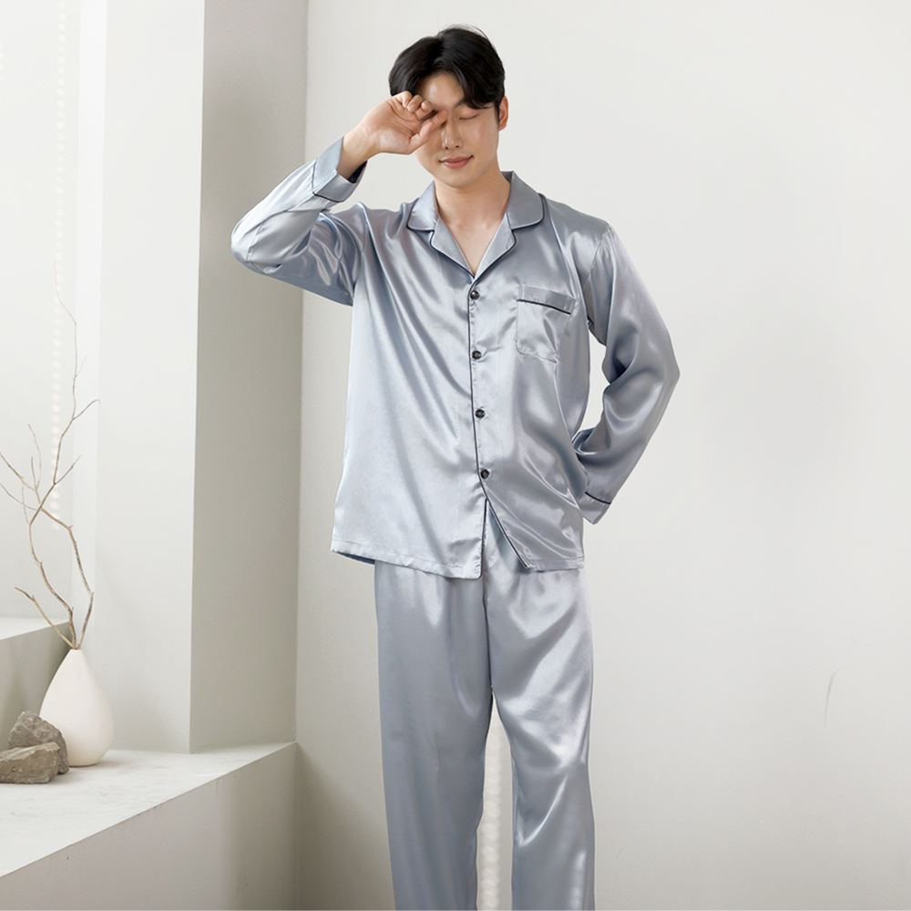 커플 실크 잠옷 여성 남자 파자마 결혼 선물 신혼부부 커플템 M2007 이미지 7