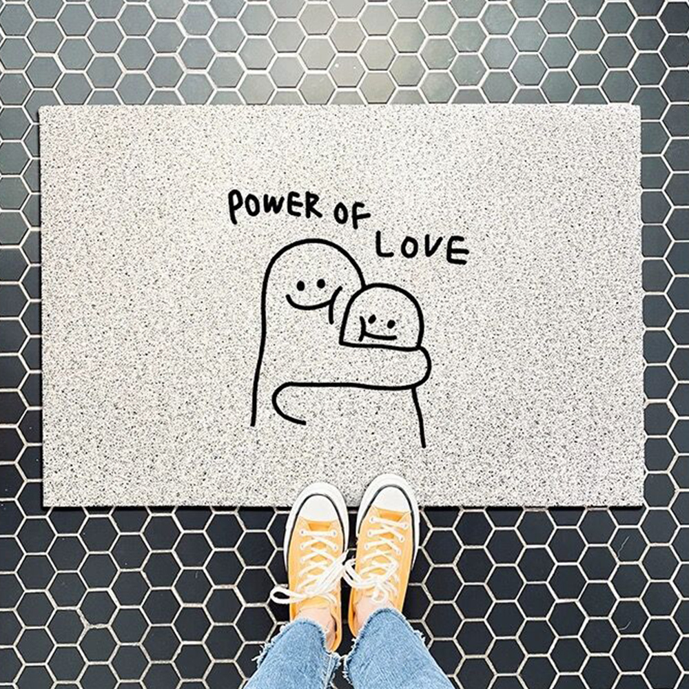 논슬립 귀여운 현관코일매트 Power of love 소형 출입구 출입문 바닥 패턴 현관매트