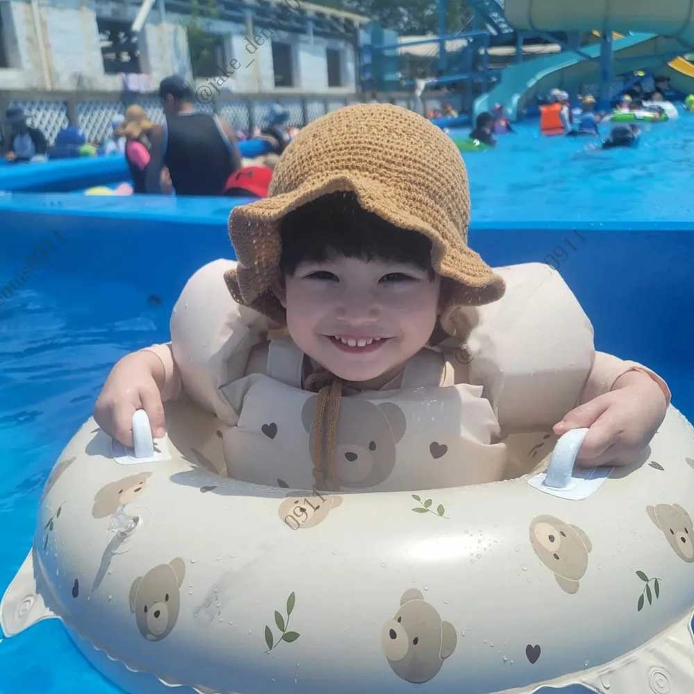 유아 아기 모자 자수 이니셜 썬햇 여아 남아 여름 아동 챙 밀집 물놀이 - 상세 이미지 3