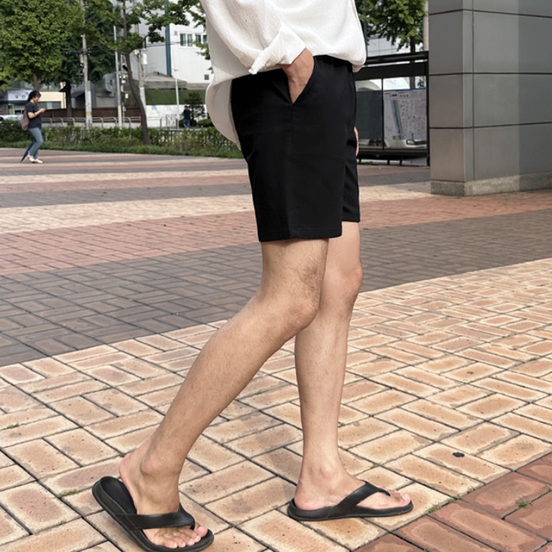 남자 그레고 여름 린넨 코튼 스판 밴딩 반바지 28-36 이미지 3