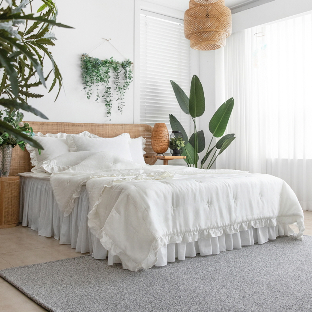 시원한 풍기인견 여름 차렵이불 2겹 프릴 레이스 인견침구