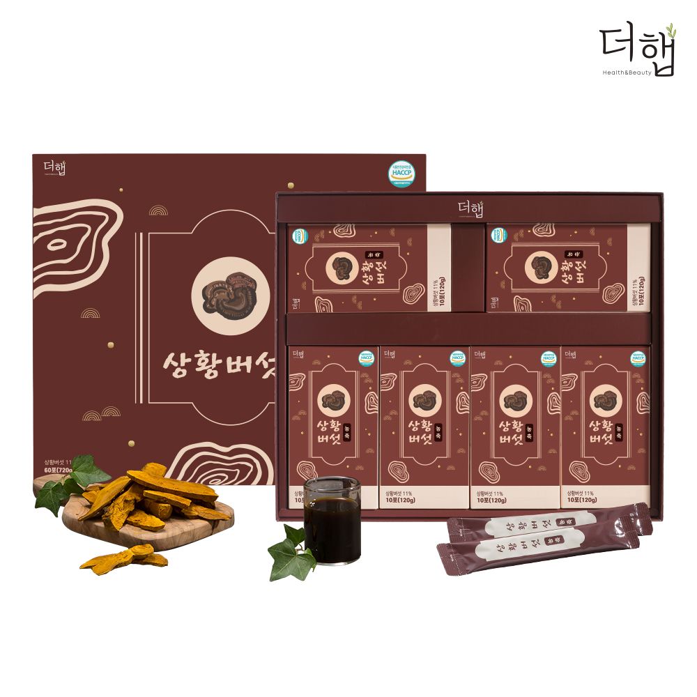 3번 우려낸 더햅 국내산 장수 상황버섯 진액 액기스 엑기스 농축 60포, 1개 - 메인 이미지