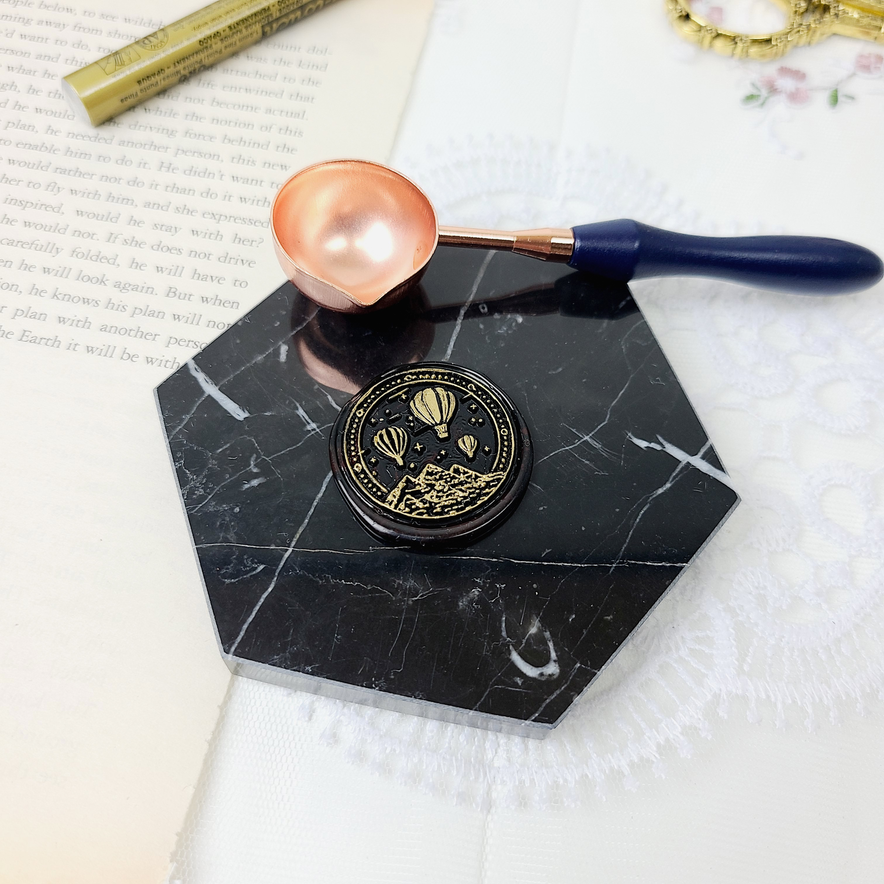 실링왁스 대리석 패드 육각 커팅 받침대 코스터 이미지 2