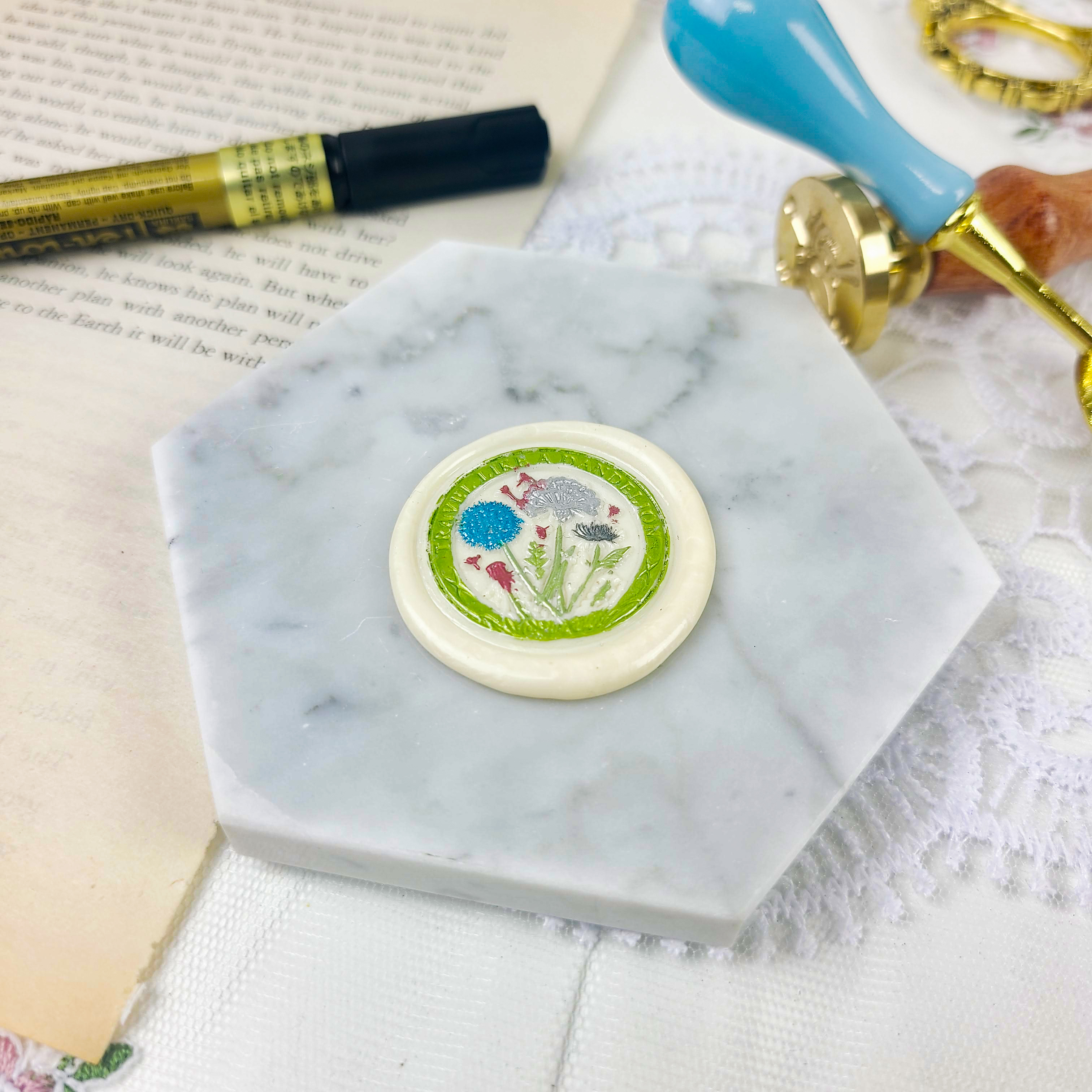 실링왁스 대리석 패드 육각 커팅 받침대 코스터 이미지 4