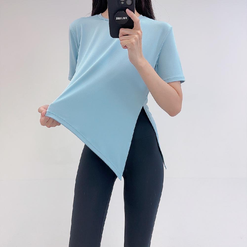로라벨 리핏 필라테스복 여성 요가복 필라테스 요가 상의 티셔츠 커버업 운동복 반팔 크롭 - 상세 이미지 2