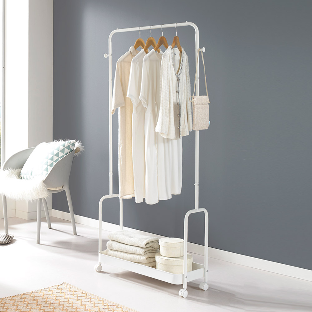 이동식 행거 철제 선반 스탠드 옷걸이 드레스룸 수납 조립식 1단