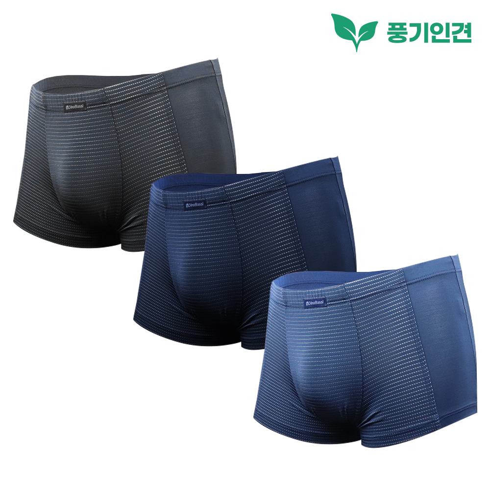 디노바시 남성 드로즈 DMD0121 풍기 인견 3종 세트 남자 쿨팬티 사각 브리프 속옷 - 메인 이미지