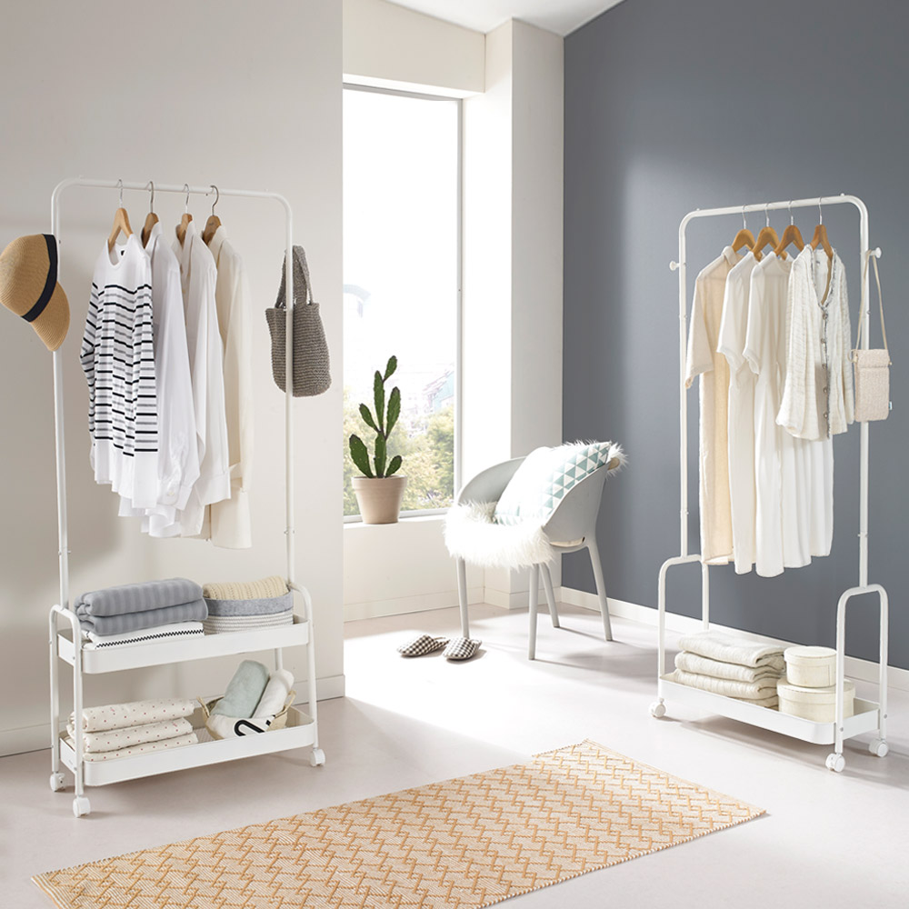 이동식 행거 철제 선반 스탠드 옷걸이 드레스룸 수납 조립식 1단