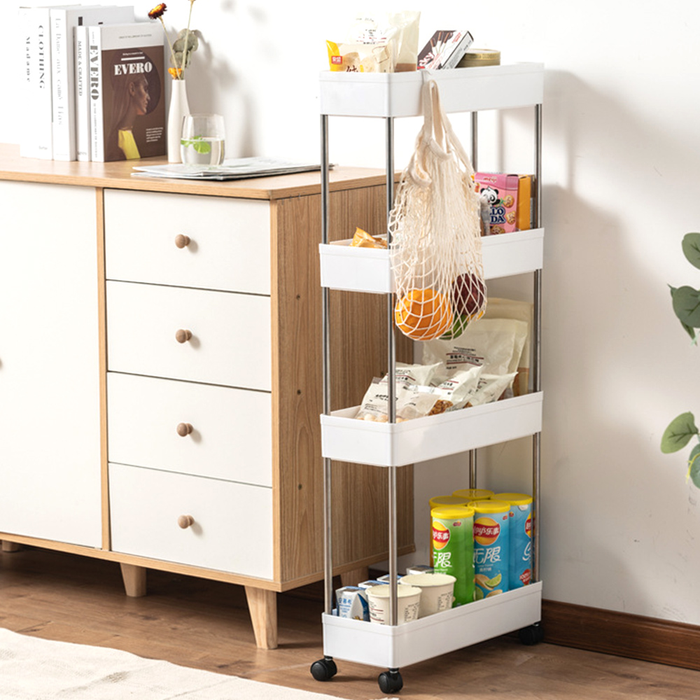 13cm 틈새선반 4단 슬림 이동식선반 이동식트롤리 세탁실수납장 제품 이미지