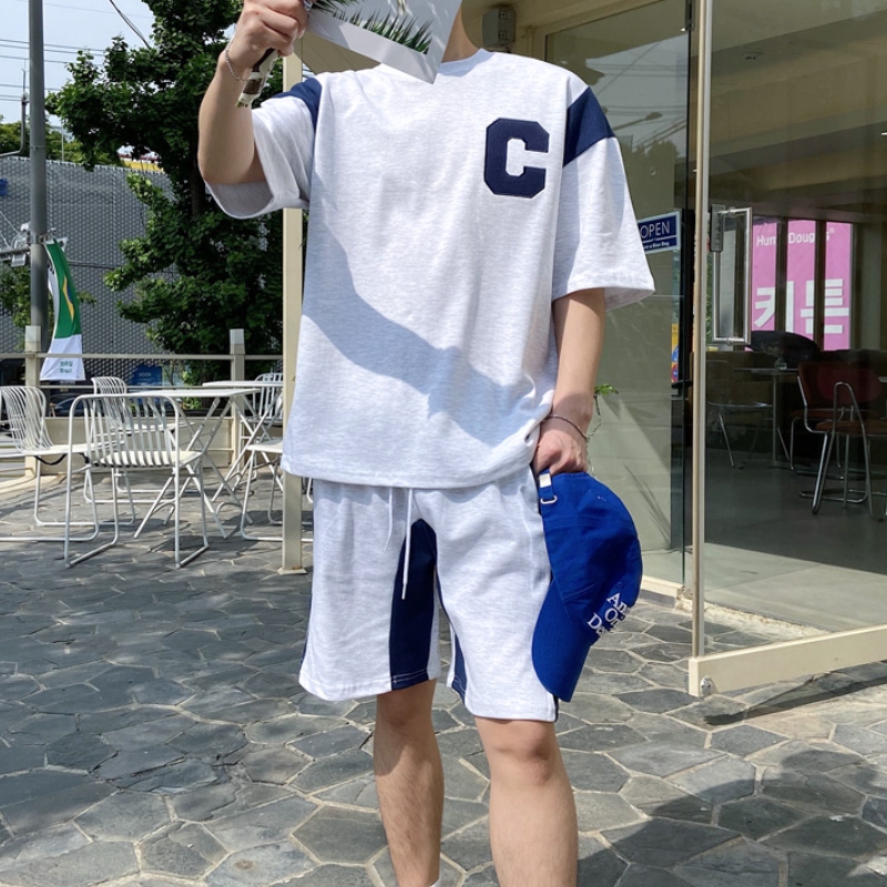 남자 바요르 여름 바시티 반팔 반바지 트레이닝 셋업 세트 - 상세 이미지 2