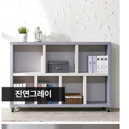 낮은책장 와이드 바퀴책장 1200 이동식 2단 바퀴달린 이동 형 화이트 멀바우 가로형 블랙 - 상세 이미지 4