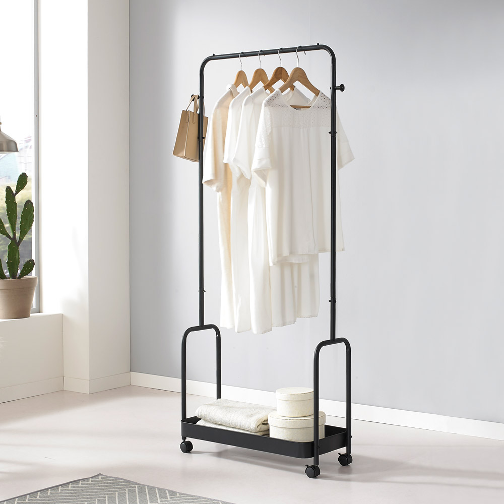 이동식 행거 철제 선반 스탠드 옷걸이 드레스룸 수납 조립식 1단