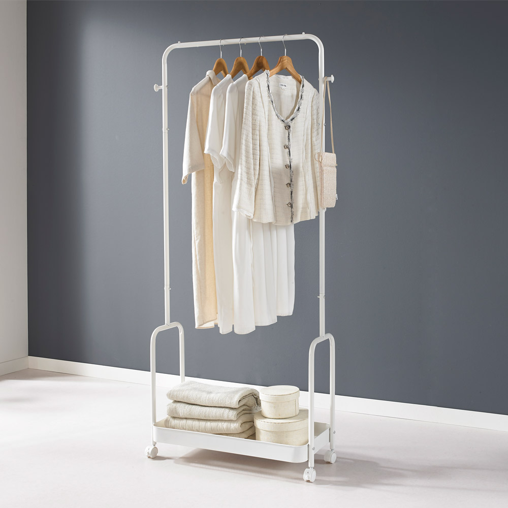 이동식 행거 철제 선반 스탠드 옷걸이 드레스룸 수납 조립식 1단