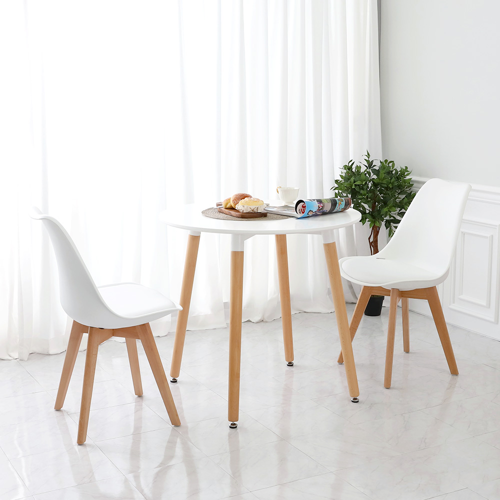 (식탁+의자 SET)템포 스퀘어 800 X 도도 화이트 원형 카페 원목 식탁테이블