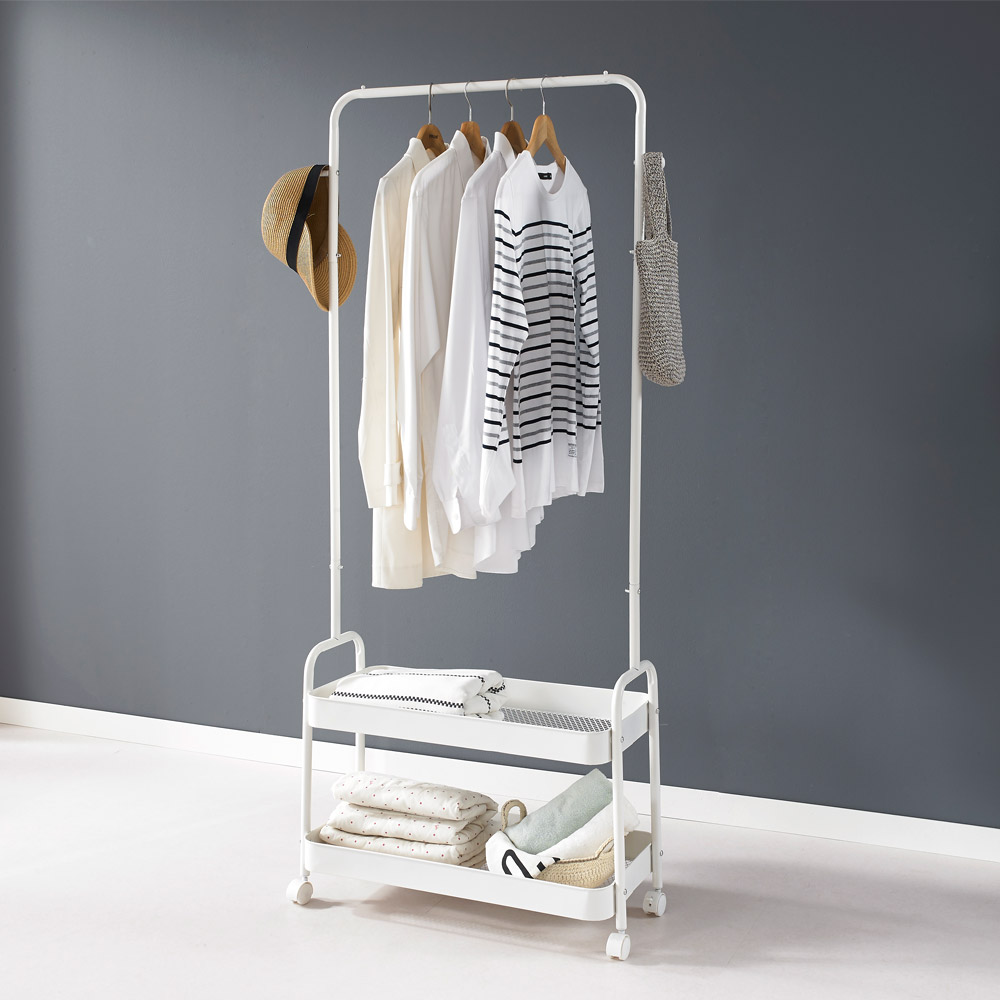 이동식 행거 철제 선반 스탠드 옷걸이 드레스룸 수납 조립식 1단