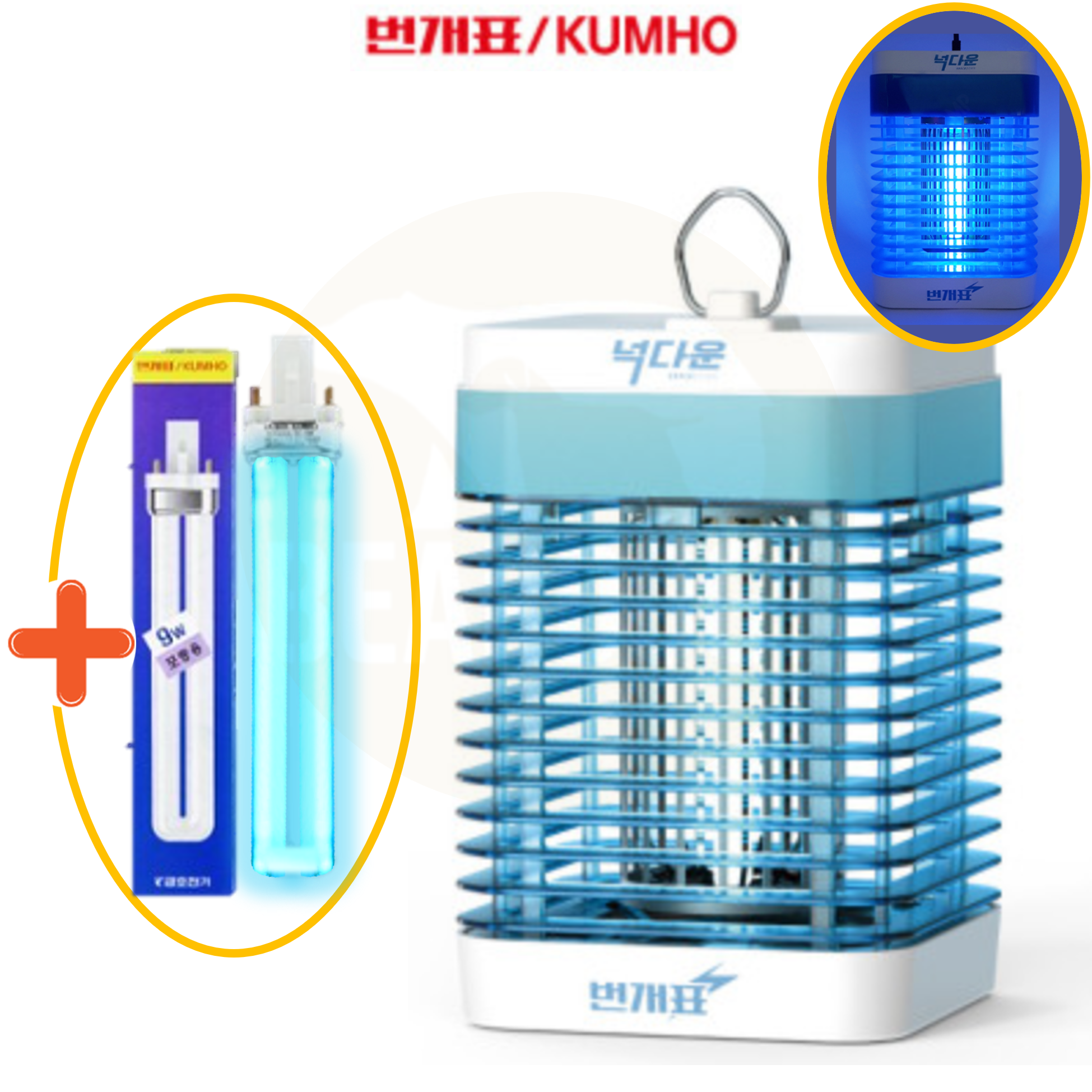 번개표 넉다운 금호전기 포충기+램프 KKD-2200 모기 퇴치기