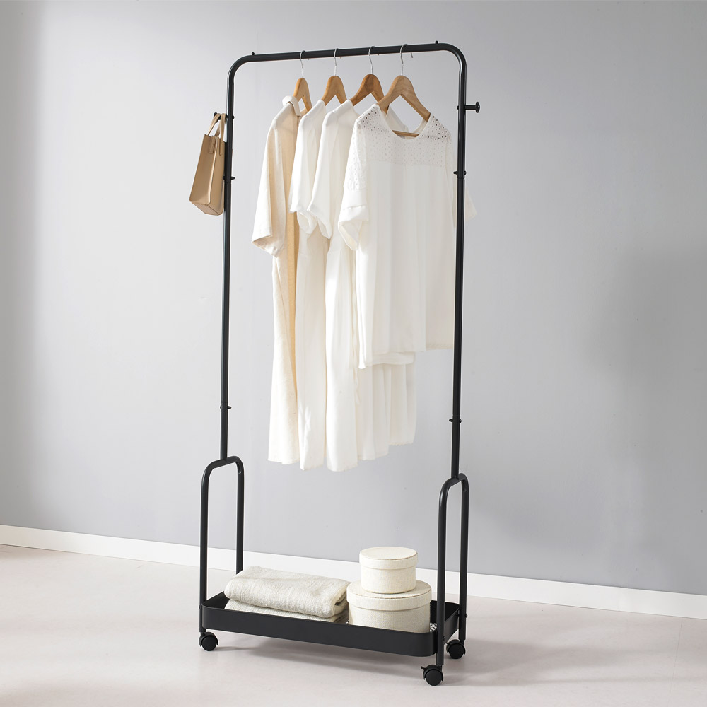이동식 행거 철제 선반 스탠드 옷걸이 드레스룸 수납 조립식 1단
