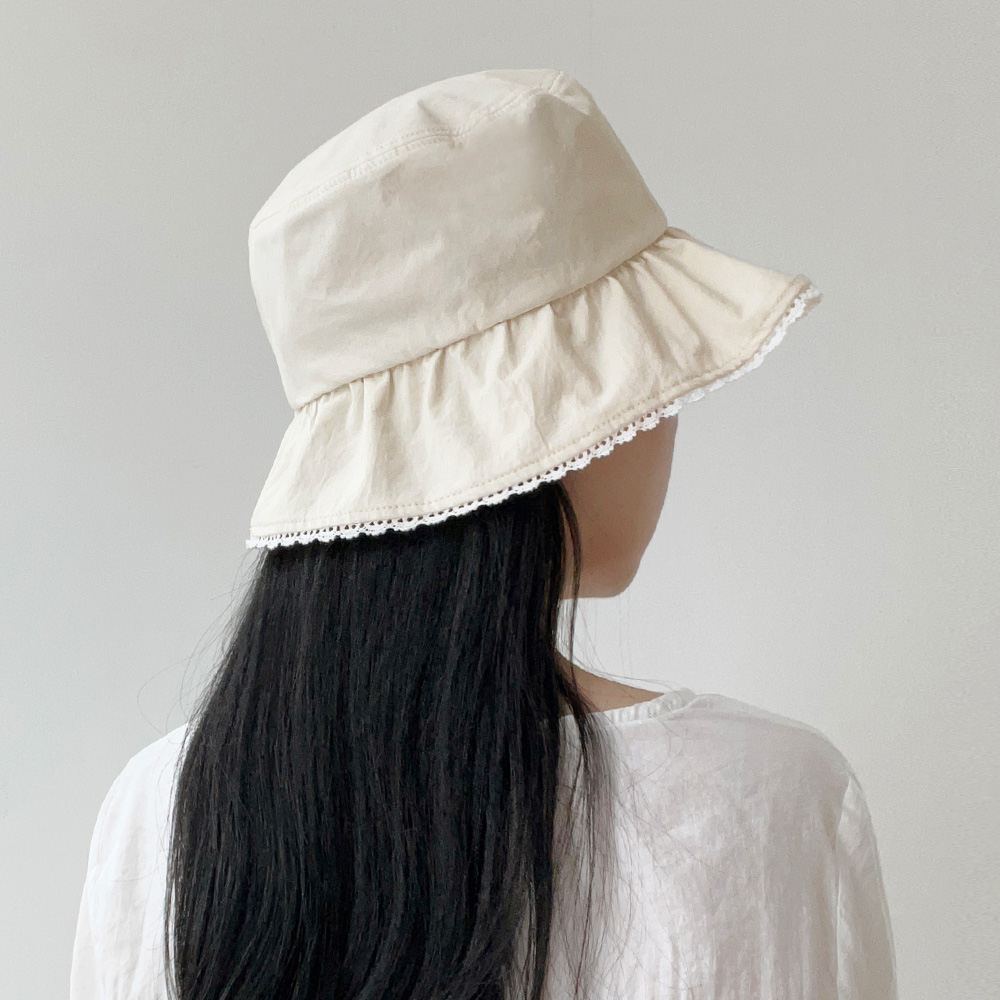 코튼 셔링 레이스 토숀 버킷햇 여성 여름 벙거지 모자 이미지 7