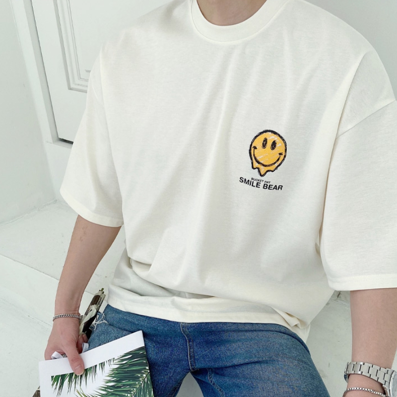 남자 커플 공용 버킷 여름 박스 오버핏 아이스 분또 면 반팔티 이미지 4