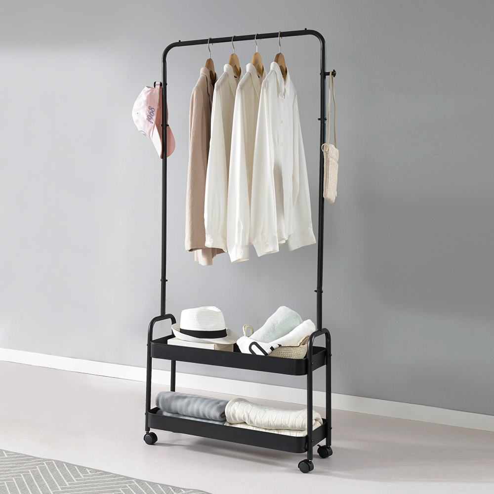 이동식 행거 철제 선반 스탠드 옷걸이 드레스룸 수납 조립식 1단
