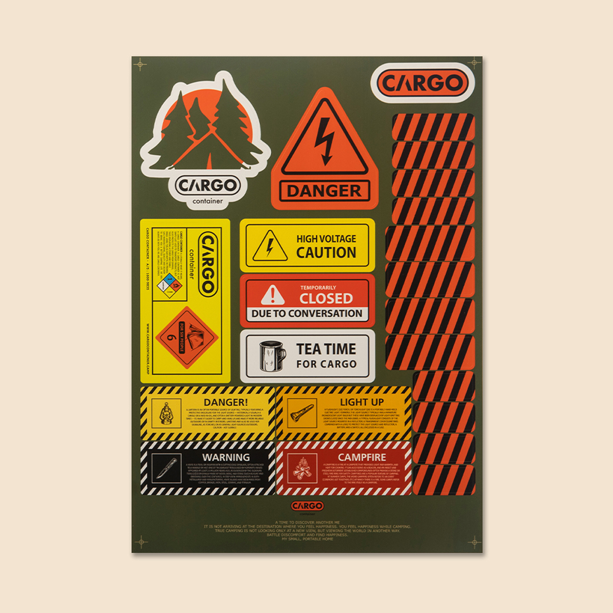 카고컨테이너 캠핑 스티커 방수 아이스박스 코팅 리무버블 B