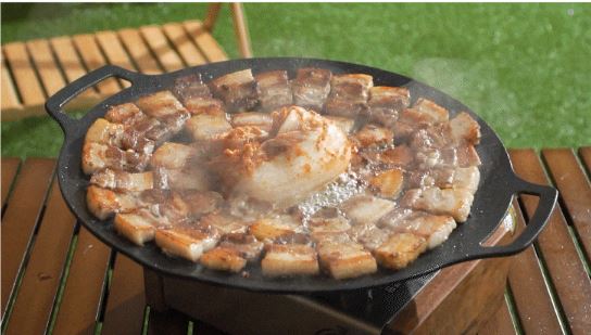 800도씨 그리들 아리수 주물 L 33cm 전골 코팅 팬 캠핑