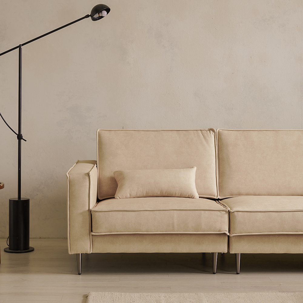 장인가구 데이먼스 천연 면피 가죽 거실 좌방석 넓은 3인 소파