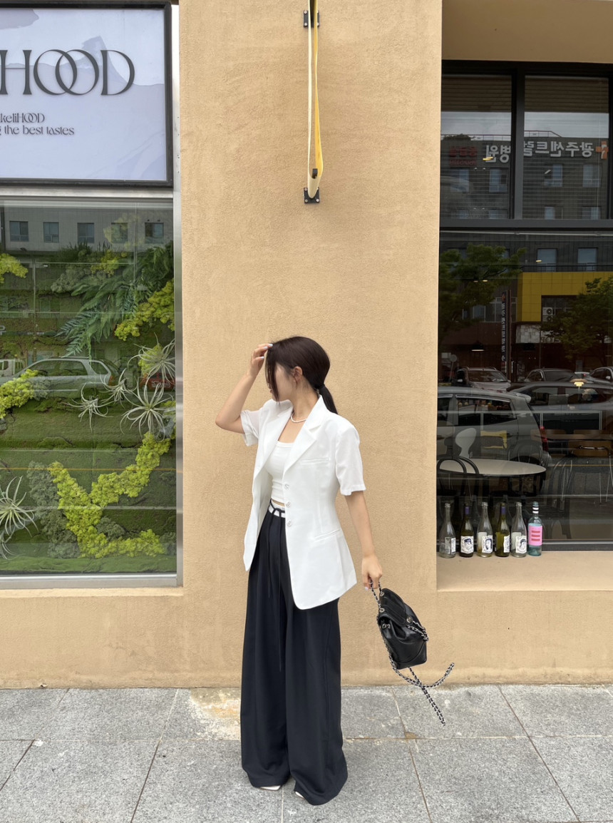 [로웰샵] 르떼 여성 여름 썸머 패드 라인 팔뚝커버 브이넥 반팔 자켓 상세 이미지 40