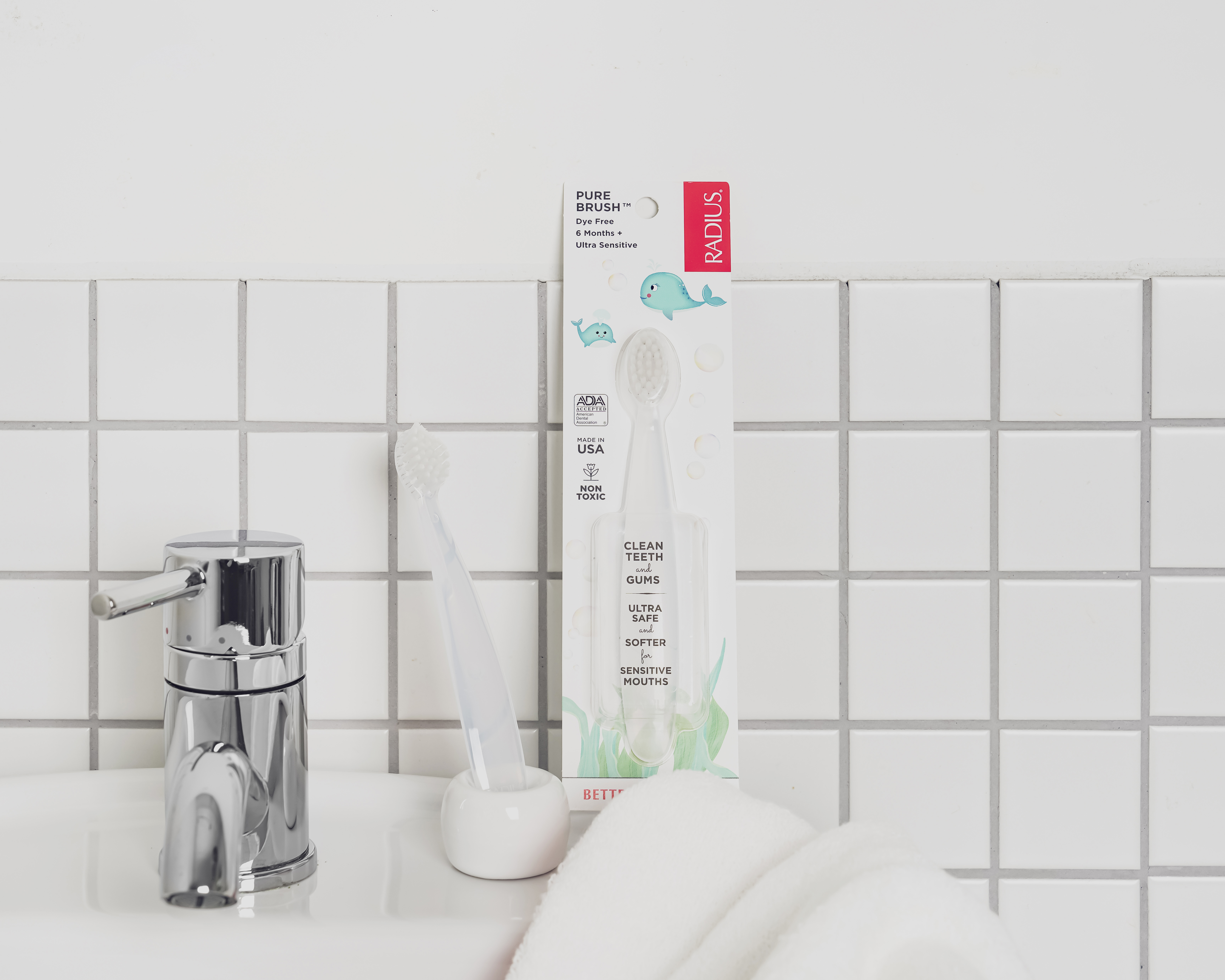 래디어스 퓨어베이비 6개 6개월-18개월 부드러운 아이 돌아기 칫솔