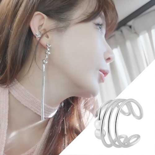폴브리알 강민경 진주 귀찌 연예인 귀안뚫는 귀걸이 남자 이어커프 PDBE0157 - 메인 이미지