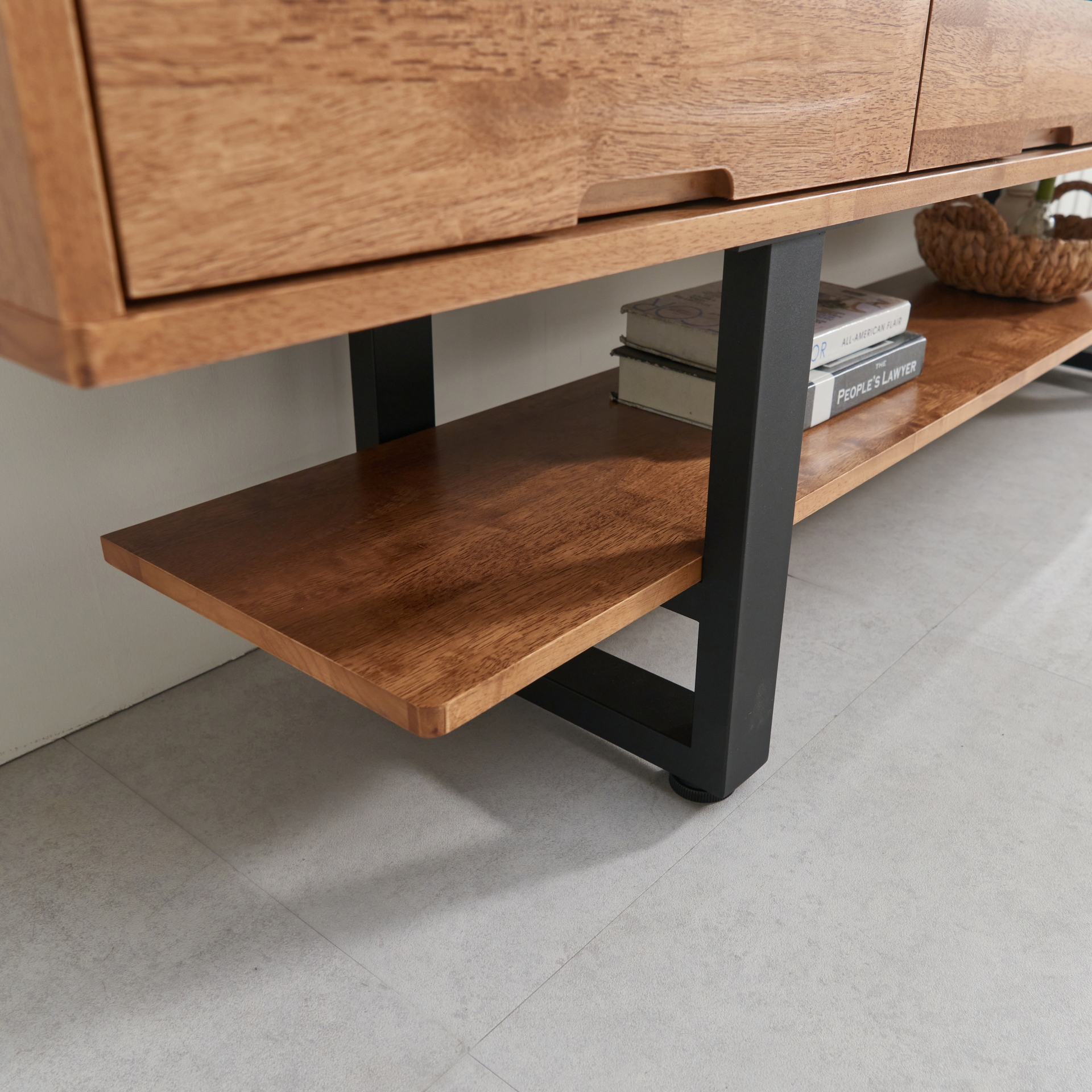 벨라 고무나무 북유럽 원목거실장 티비다이 TV거실장 2100mm, 월넛