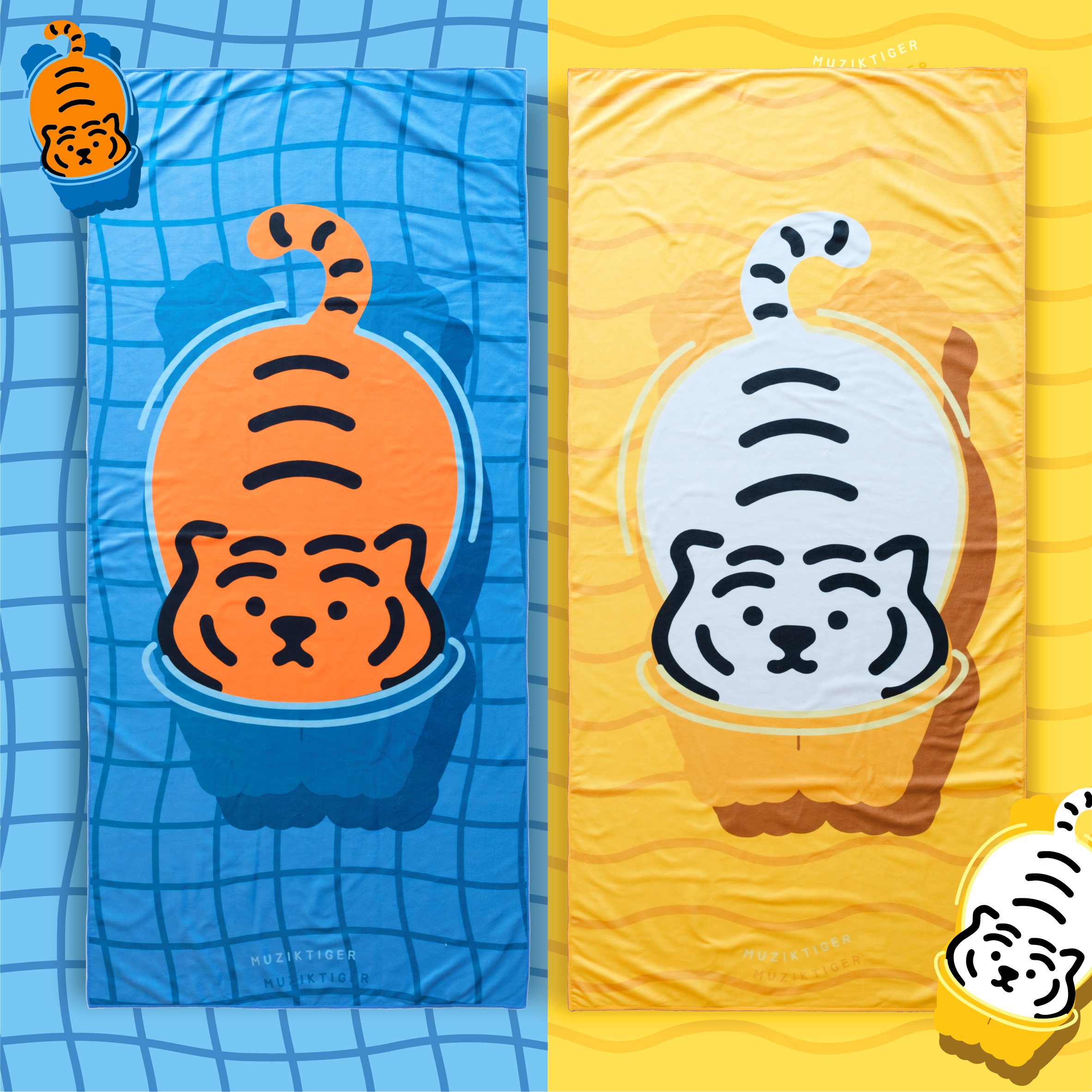 무직타이거 스위밍 뚱랑이 비치타올 2종 감성 오션 비치 타월 피크닉 매트