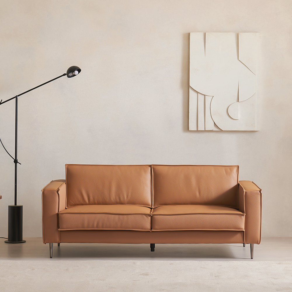 장인가구 데이먼스 천연 면피 가죽 거실 좌방석 넓은 3인 소파