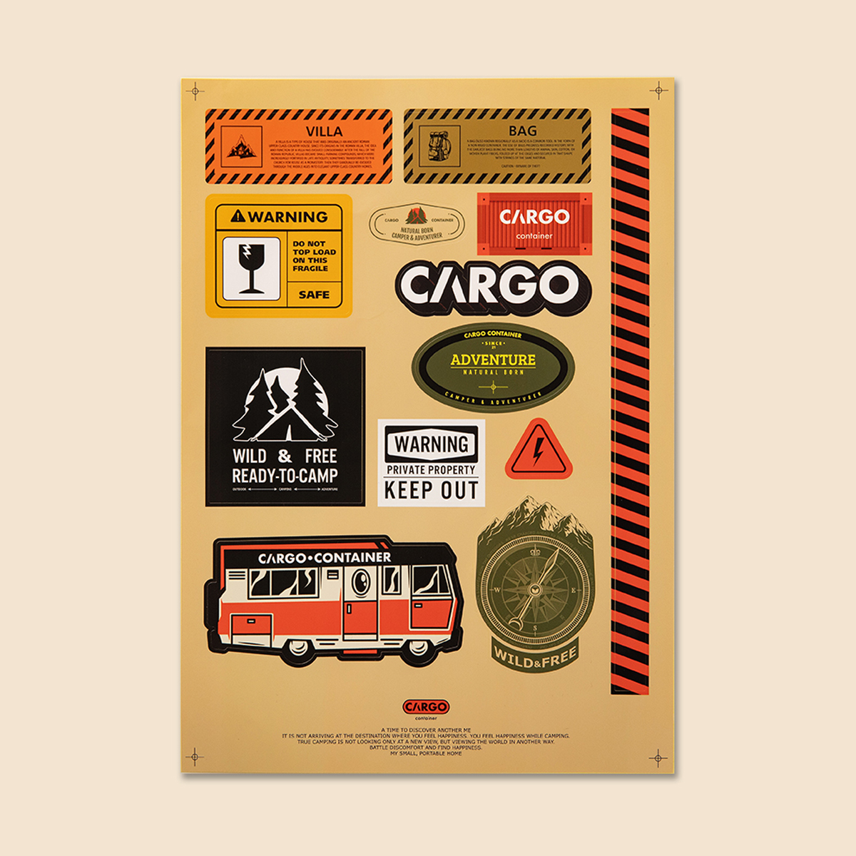 카고컨테이너 캠핑 폴딩박스 스티커 방수 코팅 리무버블 D