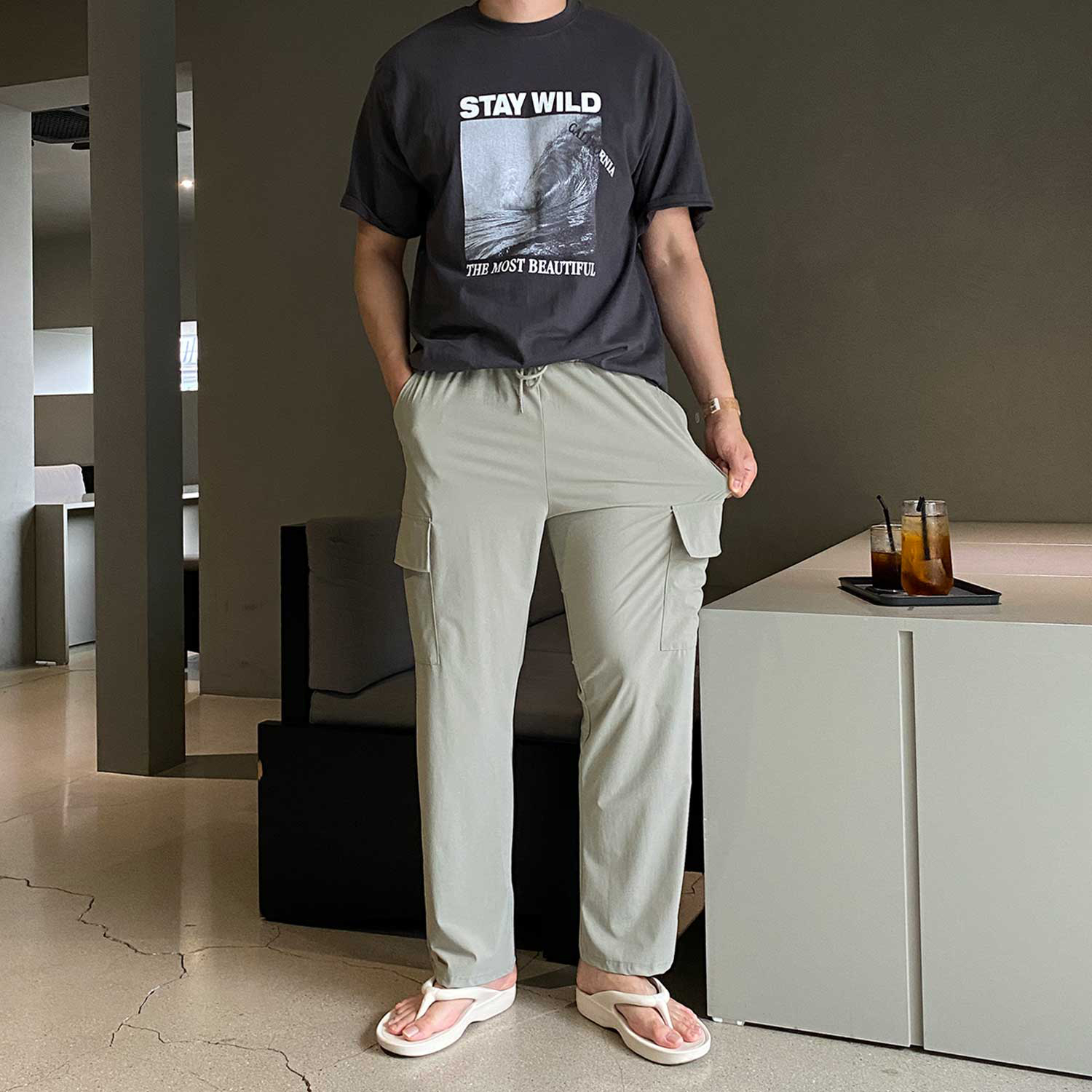 1+1 냉장고카고바지 아이스카고팬츠 남자와이드팬츠 - 상세 이미지 3