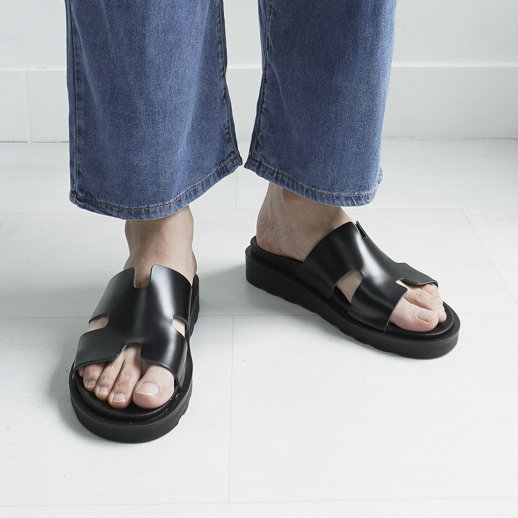 남자 에이치 논슬립 키높이 4cm 레더 슬리퍼 - 상세 이미지 5
