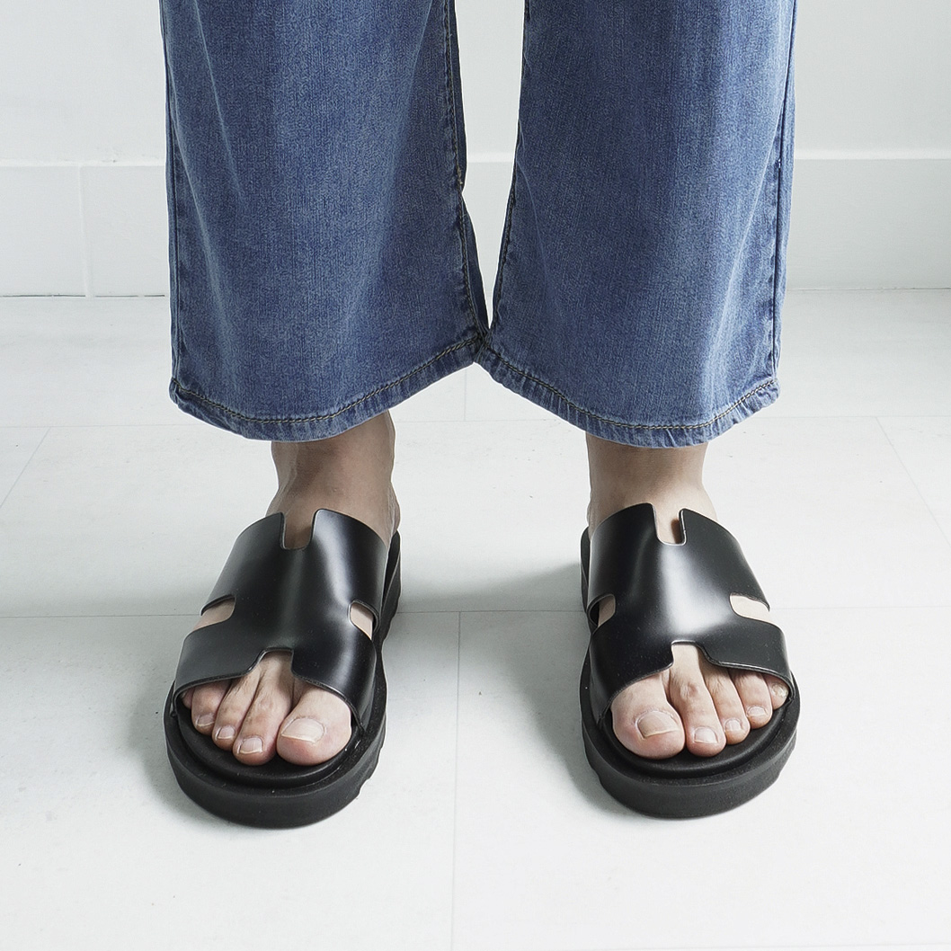 남자 에이치 논슬립 키높이 4cm 레더 슬리퍼 - 상세 이미지 2