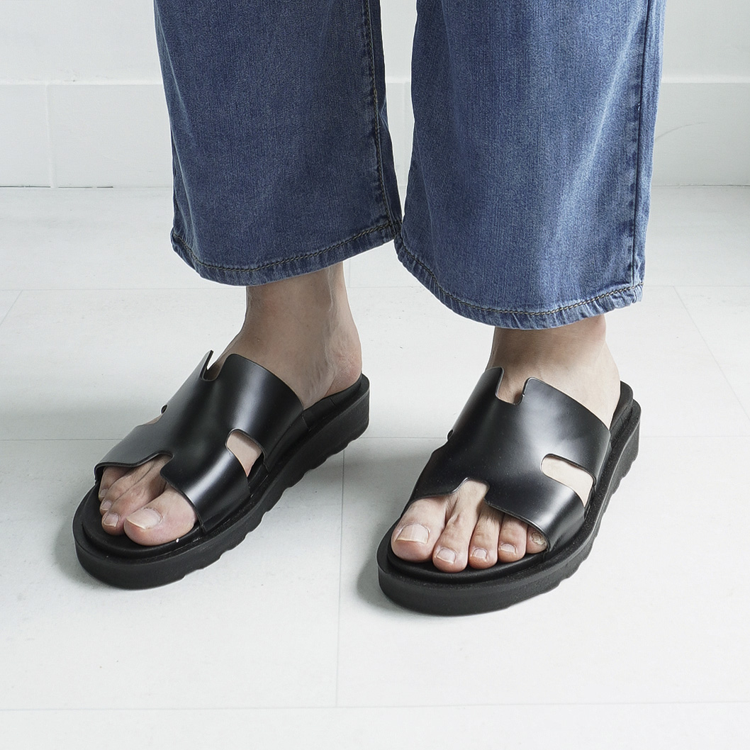 남자 에이치 논슬립 키높이 4cm 레더 슬리퍼 - 상세 이미지 3
