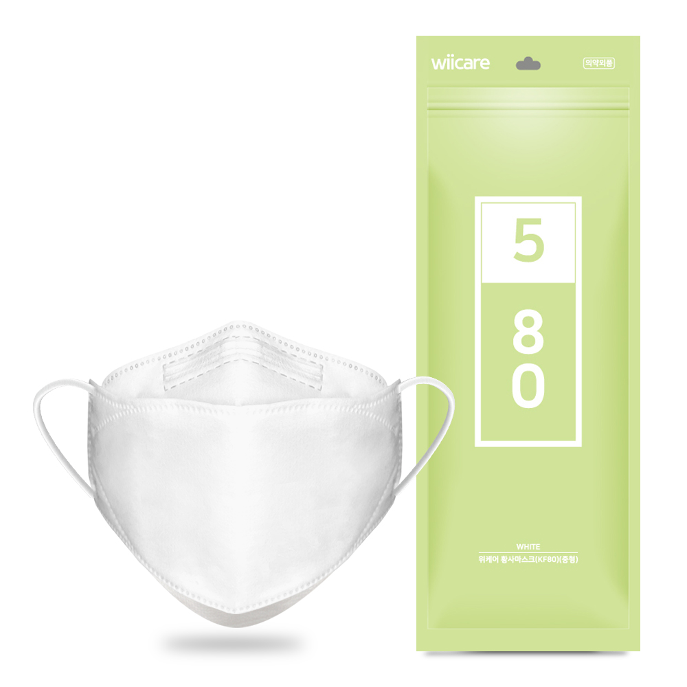 위케어 KF80 마스크 30매 비말차단 귀편한마스크