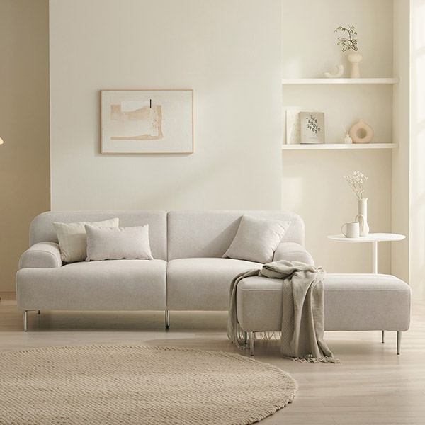 [삼익가구]브래디 기능성 패브릭 3인용 소파(스툴포함)