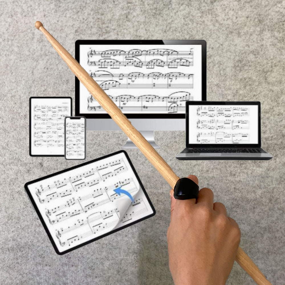 스트리치 블루투스 핑거링 페이지터너 드럼 태블릿 전자악보 블랙 제품 이미지