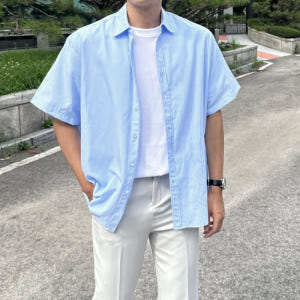 남자 세베리노 2타입 오버핏 옥스퍼드 반팔 긴팔 셔츠 착용 후기 | 사이즈/핏 총정리 - 상품 이미지 1