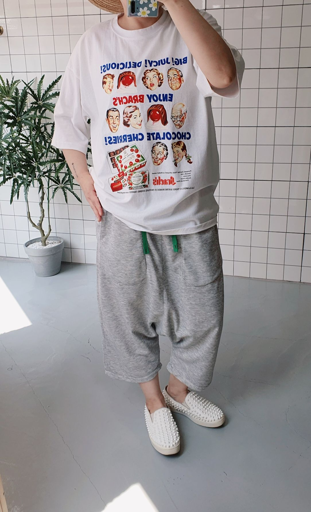 하램핏 레그 와이드 9부 배기바지 - 상세 이미지 5